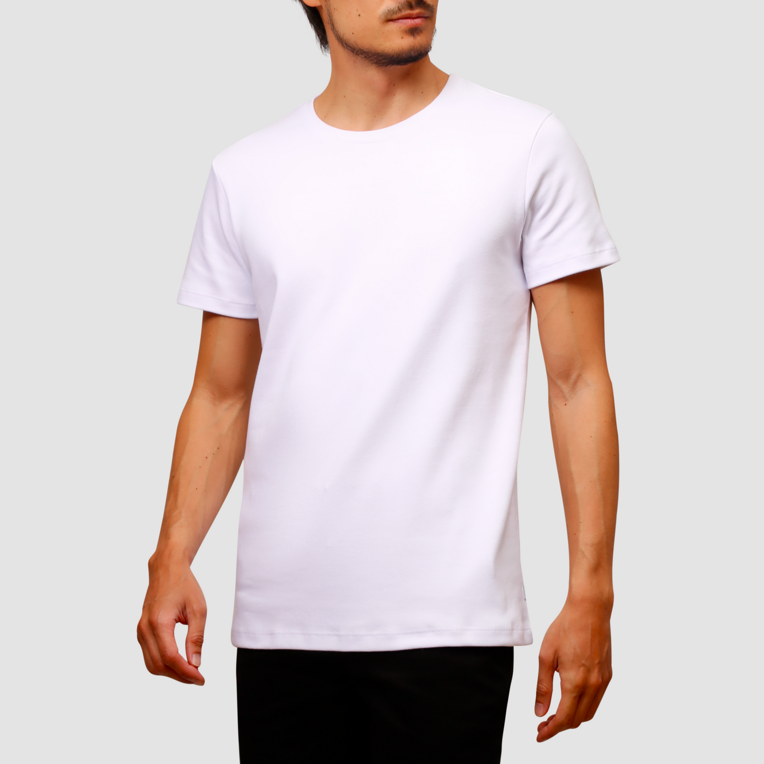 ORIBA | Camiseta Malha Dupla Gola C Branca 45o