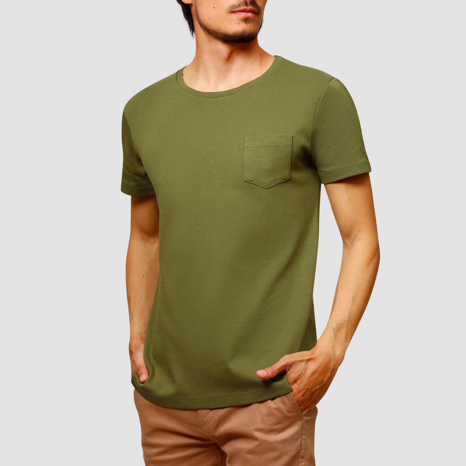 ORIBA | Camiseta Malha Dupla com Bolso Verde 45o