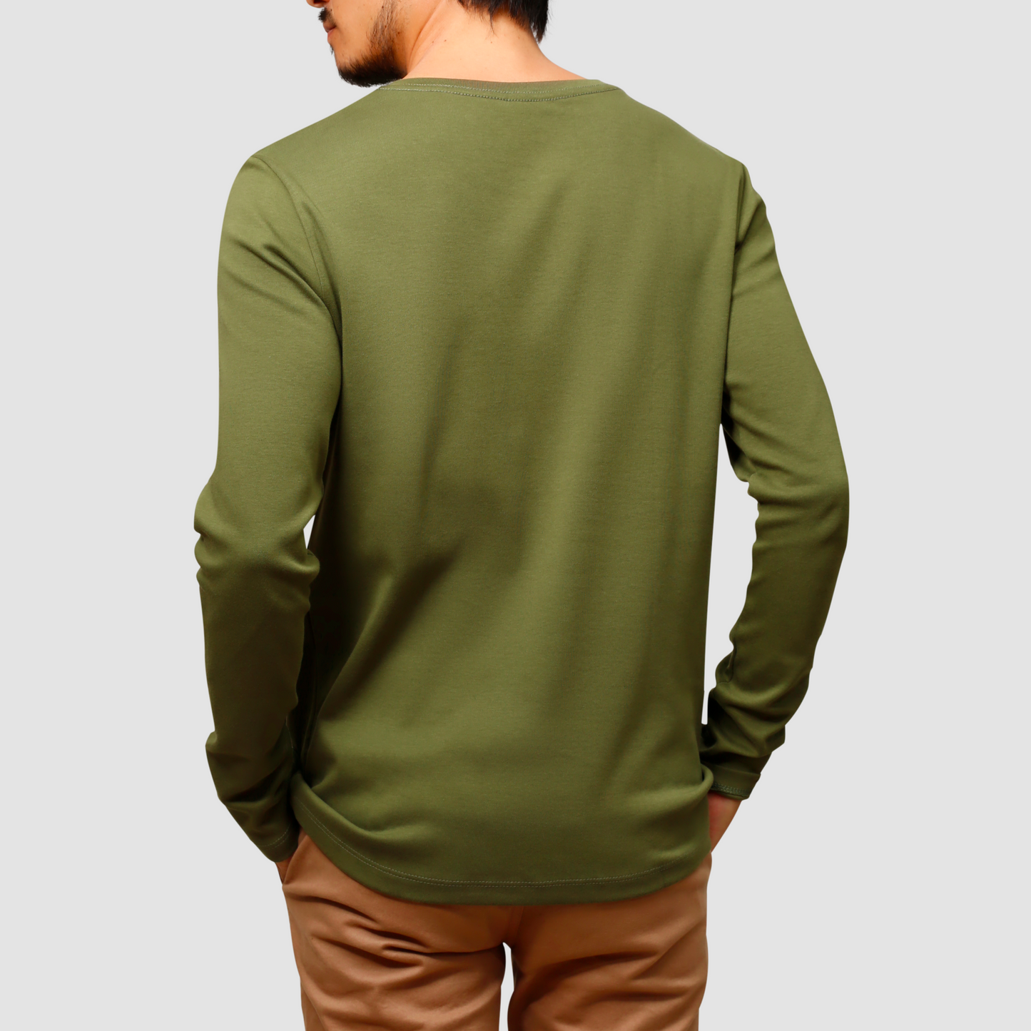 ORIBA | Camiseta Malha Dupla Gola C Manga Longa Verde Costas