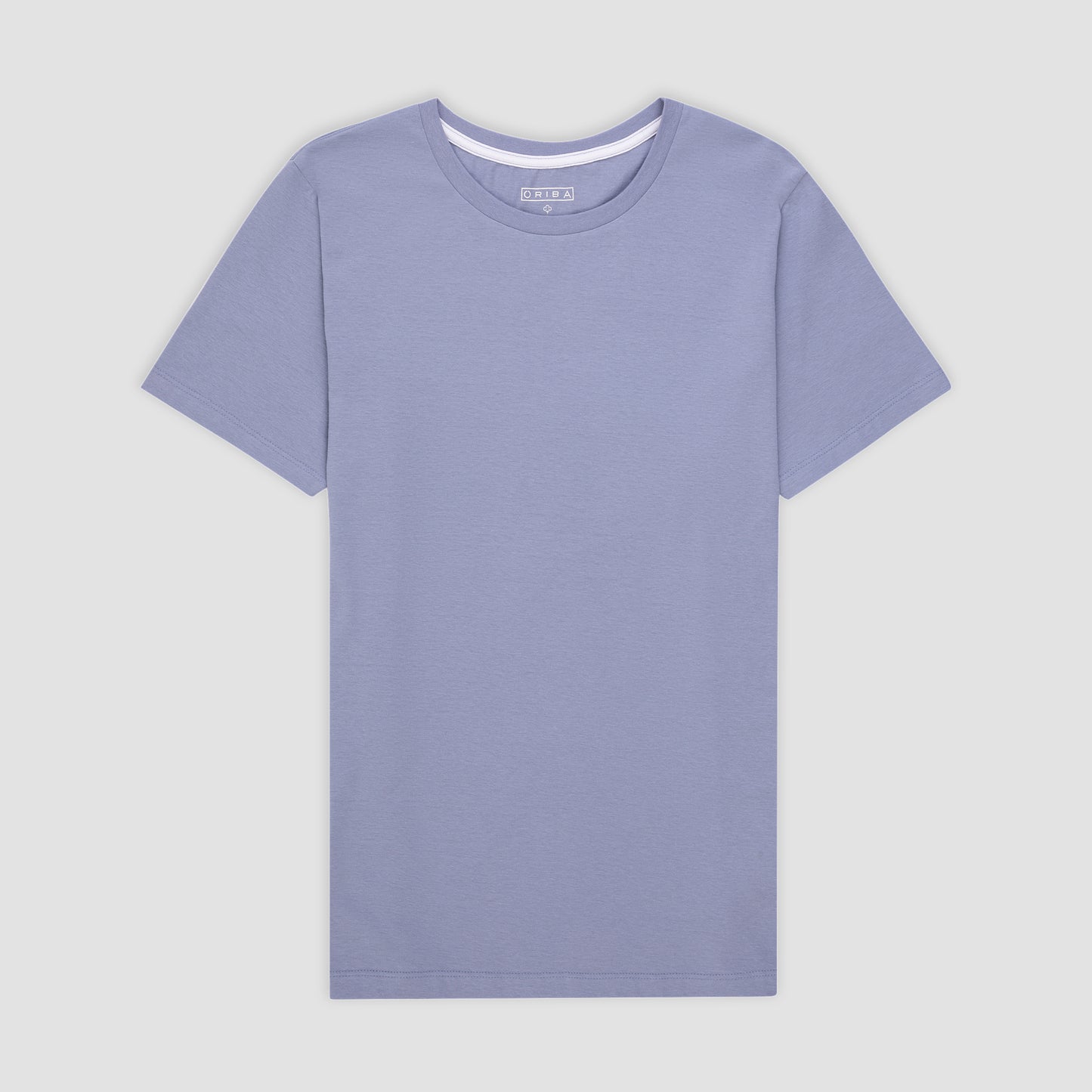Camiseta Gola C Algodão Orgânico Estonado Azul Claro